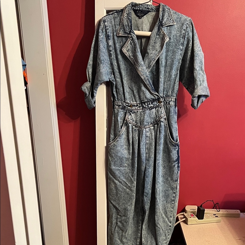 Denim Jumpsuit with Rolled Sleeves